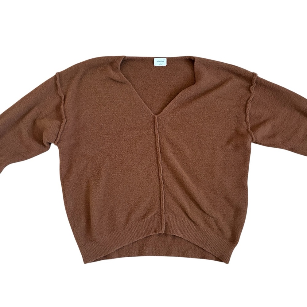Aritzia Wilfred Free Hush Knit V-Neck Sweater – Burnt Sienna – Size S